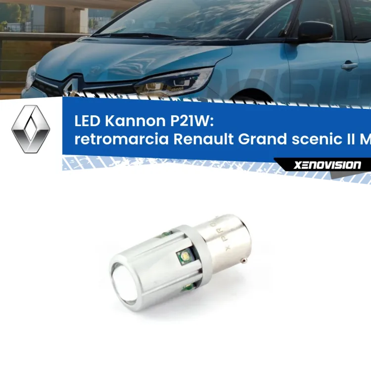 <strong>LED per Retromarcia Renault Grand scenic II Mk2 2004 - 2009.</strong>Lampadina P21W con una poderosa illuminazione frontale rafforzata da 5 potenti chip laterali.