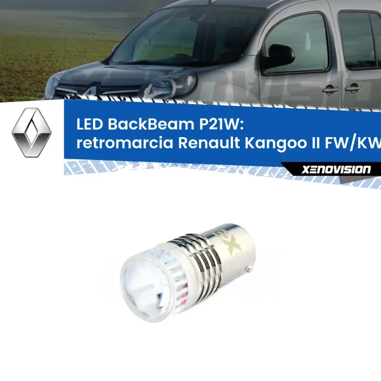 <strong>Retromarcia LED per Renault Kangoo II</strong> FW/KW 2008 in poi. Lampada <strong>P21W</strong> canbus. Illumina a giorno con questo straordinario cannone LED a luminosità estrema.