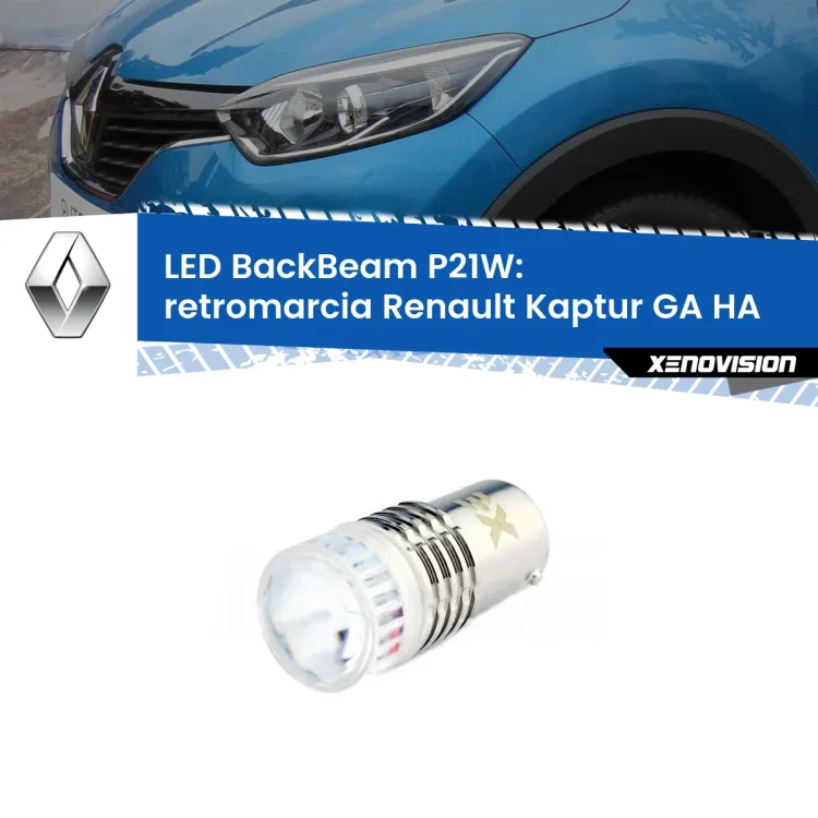 <strong>Retromarcia LED per Renault Kaptur GA</strong> HA 2016 - 2018. Lampada <strong>P21W</strong> canbus. Illumina a giorno con questo straordinario cannone LED a luminosità estrema.