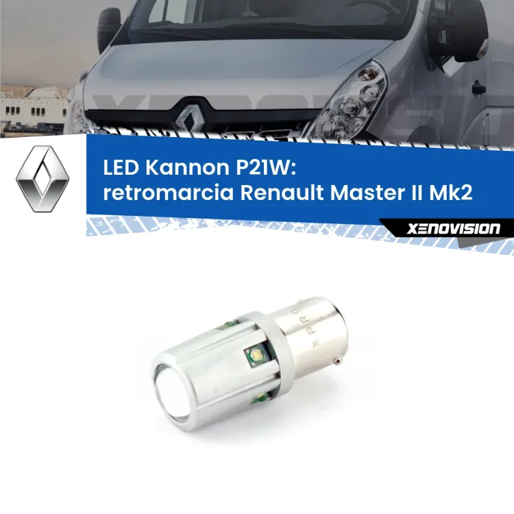 <strong>LED per Retromarcia Renault Master II Mk2 1998 - 2009.</strong>Lampadina P21W con una poderosa illuminazione frontale rafforzata da 5 potenti chip laterali.