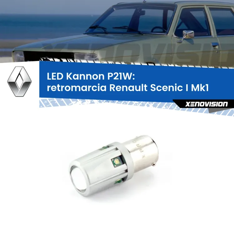 <strong>LED per Retromarcia Renault Scenic I Mk1 1996 - 2002.</strong>Lampadina P21W con una poderosa illuminazione frontale rafforzata da 5 potenti chip laterali.