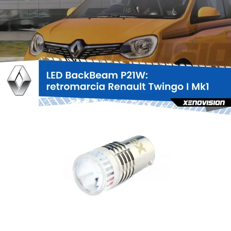 <strong>Retromarcia LED per Renault Twingo I</strong> Mk1 1993 - 2006. Lampada <strong>P21W</strong> canbus. Illumina a giorno con questo straordinario cannone LED a luminosità estrema.