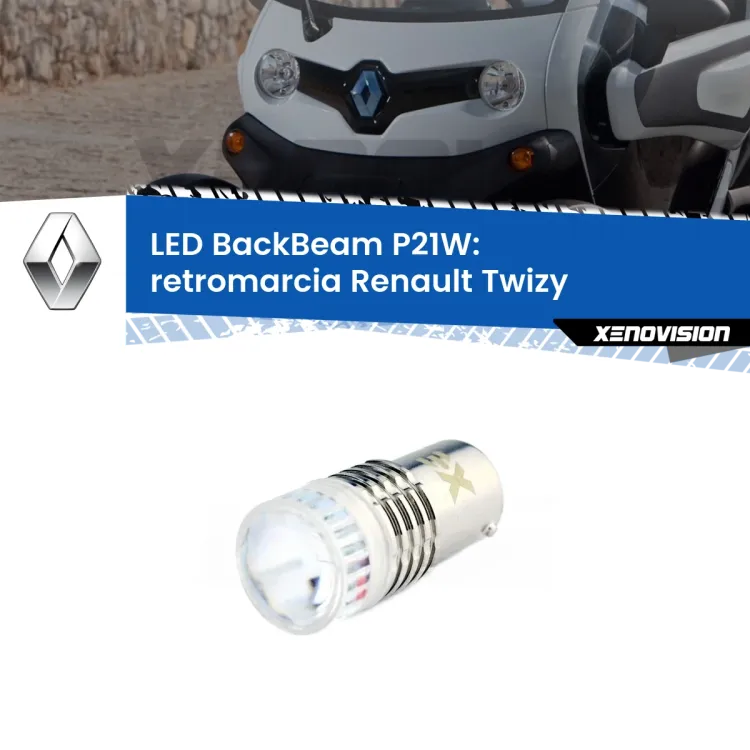 <strong>Retromarcia LED per Renault Twizy</strong>  2012 in poi. Lampada <strong>P21W</strong> canbus. Illumina a giorno con questo straordinario cannone LED a luminosità estrema.