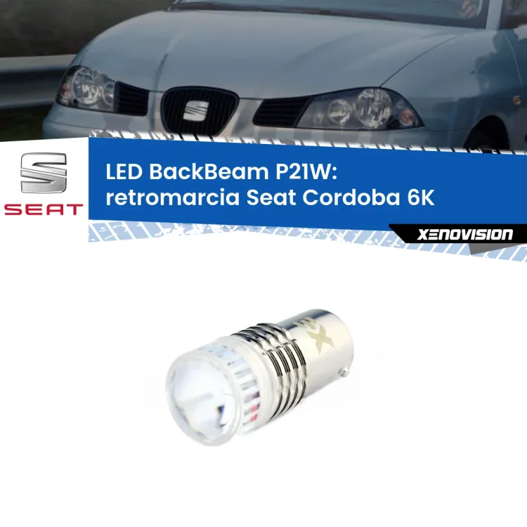 <strong>Retromarcia LED per Seat Cordoba</strong> 6K 1993 - 2002. Lampada <strong>P21W</strong> canbus. Illumina a giorno con questo straordinario cannone LED a luminosità estrema.