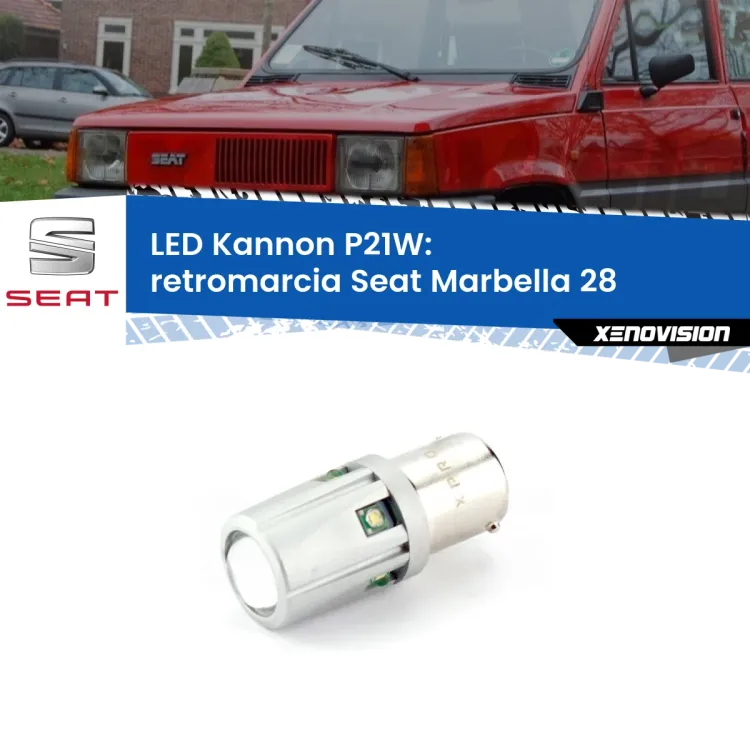 <strong>LED per Retromarcia Seat Marbella 28 1986 - 1998.</strong>Lampadina P21W con una poderosa illuminazione frontale rafforzata da 5 potenti chip laterali.