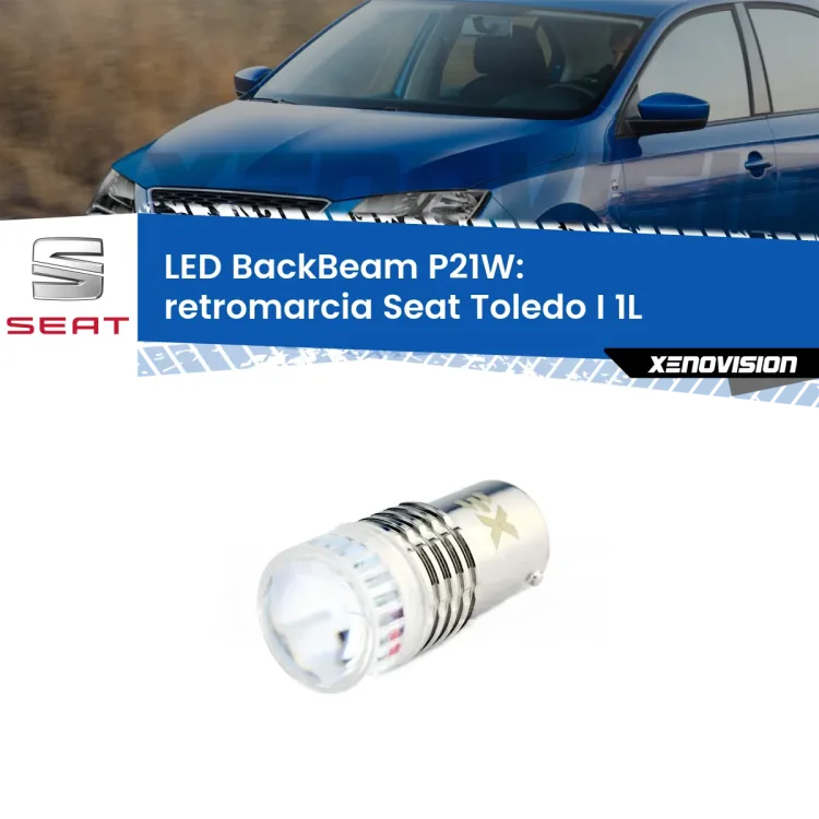 <strong>Retromarcia LED per Seat Toledo I</strong> 1L 1991 - 1999. Lampada <strong>P21W</strong> canbus. Illumina a giorno con questo straordinario cannone LED a luminosità estrema.