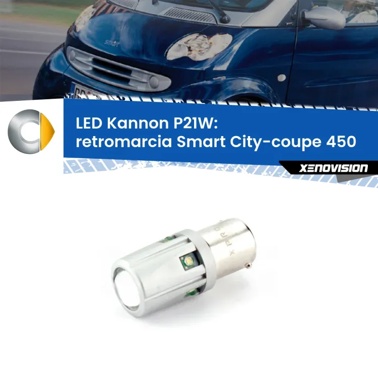 <strong>LED per Retromarcia Smart City-coupe 450 1998 - 2004.</strong>Lampadina P21W con una poderosa illuminazione frontale rafforzata da 5 potenti chip laterali.