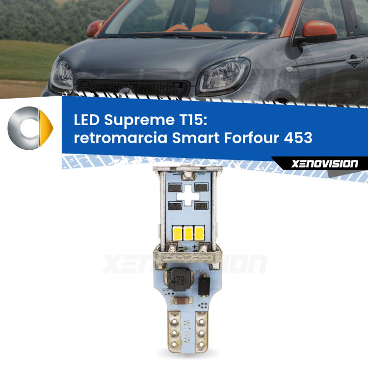 <strong>LED retromarcia per Smart Forfour</strong> 453 2014 in poi. 15 Chip CREE 3535, sviluppa un'incredibile potenza. Qualità Massima. Oltre 6W reali di pura potenza.