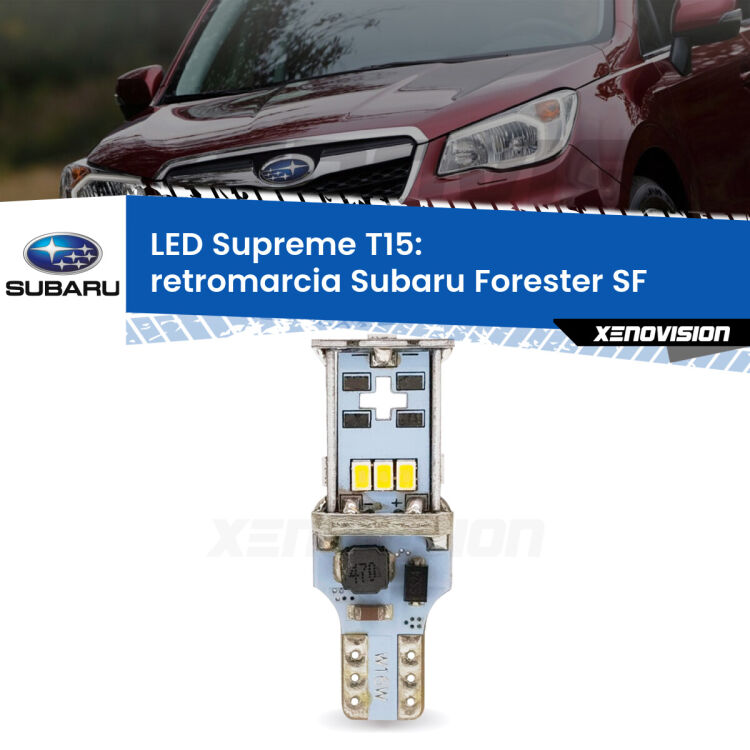 <strong>LED retromarcia per Subaru Forester</strong> SF 1999 - 2002. 15 Chip CREE 3535, sviluppa un'incredibile potenza. Qualità Massima. Oltre 6W reali di pura potenza.