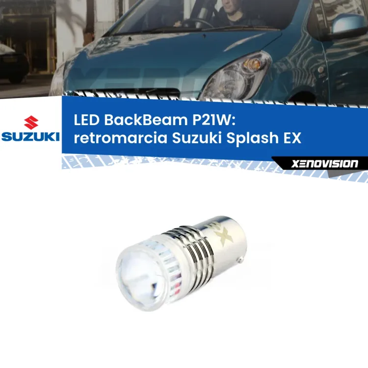 <strong>Retromarcia LED per Suzuki Splash</strong> EX 2008 in poi. Lampada <strong>P21W</strong> canbus. Illumina a giorno con questo straordinario cannone LED a luminosità estrema.