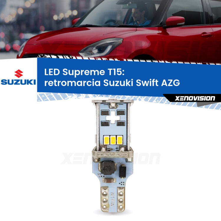 <strong>LED retromarcia per Suzuki Swift</strong> AZG 2010 - 2012. 15 Chip CREE 3535, sviluppa un'incredibile potenza. Qualità Massima. Oltre 6W reali di pura potenza.