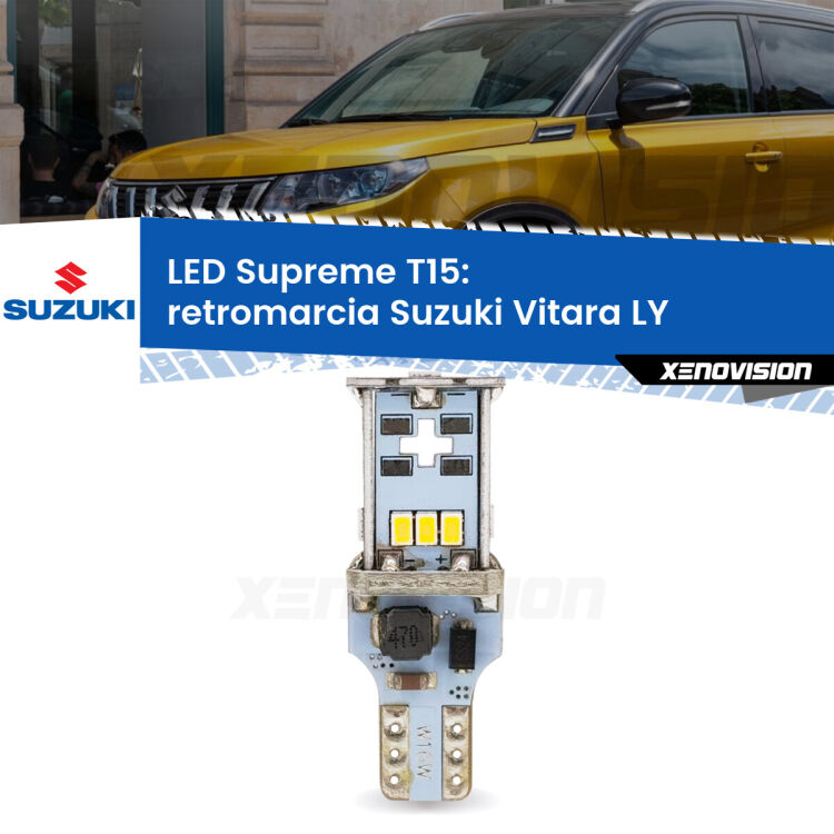 <strong>LED retromarcia per Suzuki Vitara</strong> LY 2015 in poi. 15 Chip CREE 3535, sviluppa un'incredibile potenza. Qualità Massima. Oltre 6W reali di pura potenza.