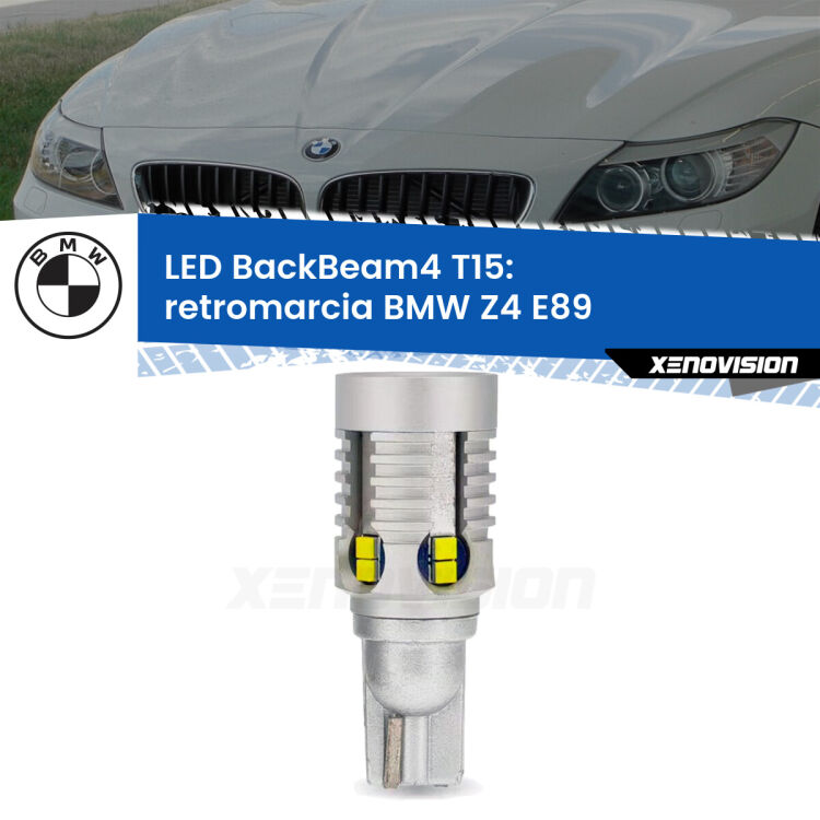 <strong>Retromarcia LED per BMW Z4</strong> E89 2009 - 2016. Lampada <strong>T15</strong> canbus modello BackBeam4.