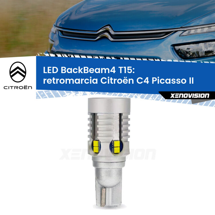 <strong>Retromarcia LED per Citroën C4 Picasso</strong> II 2013 in poi. Lampada <strong>T15</strong> canbus modello BackBeam4.