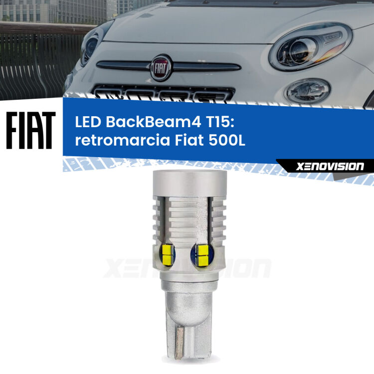 <strong>Retromarcia LED per Fiat 500L</strong>  2012 - 2018. Lampada <strong>T15</strong> canbus modello BackBeam4.