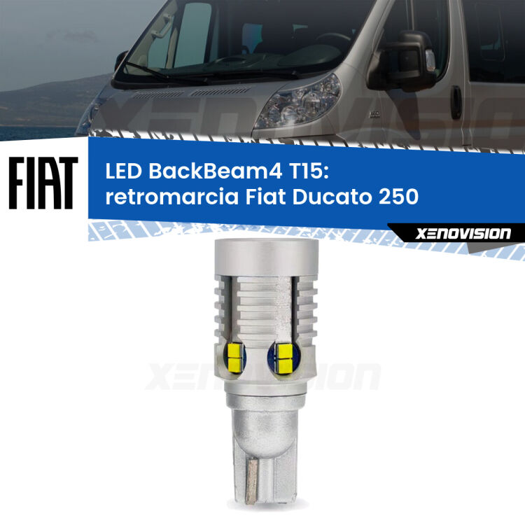 <strong>Retromarcia LED per Fiat Ducato</strong> 250 2014 - 2018. Lampada <strong>T15</strong> canbus modello BackBeam4.