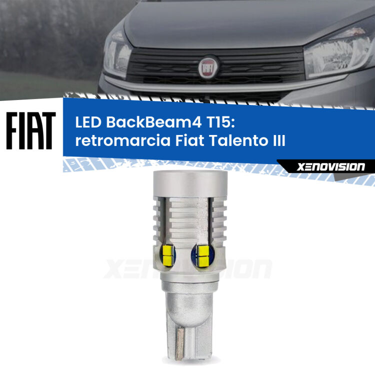 <strong>Retromarcia LED per Fiat Talento</strong> III 2016 - 2020. Lampada <strong>T15</strong> canbus modello BackBeam4.