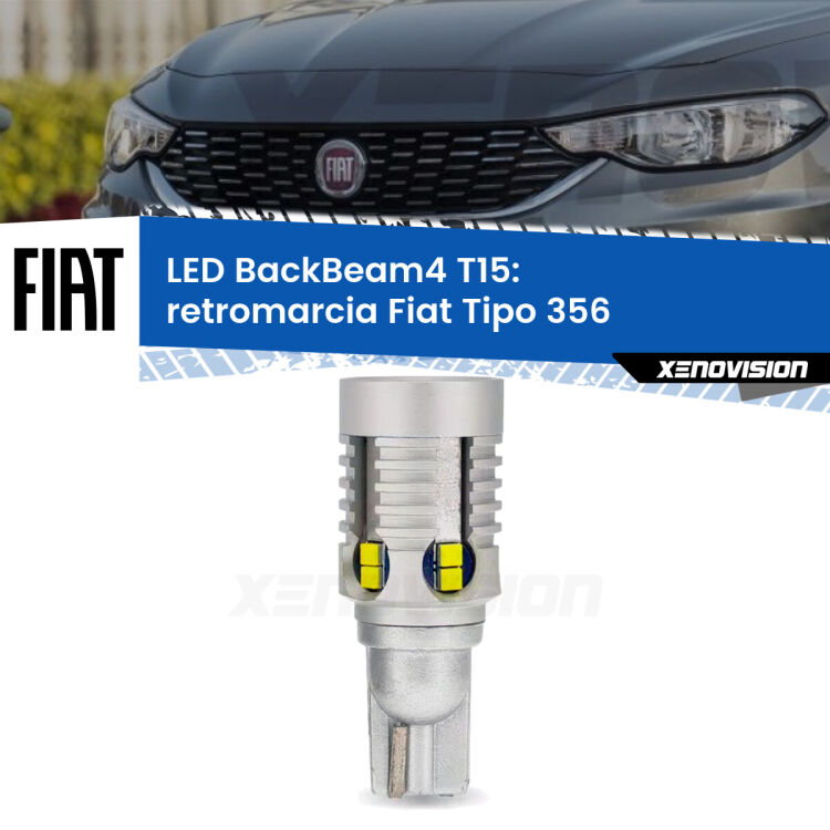 <strong>Retromarcia LED per Fiat Tipo</strong> 356 2015 in poi. Lampada <strong>T15</strong> canbus modello BackBeam4.