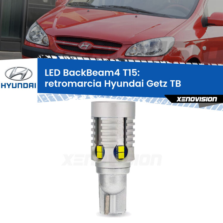 <strong>Retromarcia LED per Hyundai Getz</strong> TB 2002 - 2009. Lampada <strong>T15</strong> canbus modello BackBeam4.