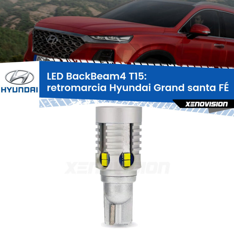 <strong>Retromarcia LED per Hyundai Grand santa FÉ</strong>  2013 in poi. Lampada <strong>T15</strong> canbus modello BackBeam4.