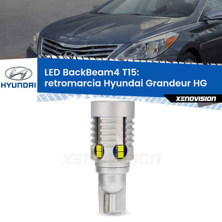 <strong>Retromarcia LED per Hyundai Grandeur</strong> HG 2011 - 2016. Lampada <strong>T15</strong> canbus modello BackBeam4.