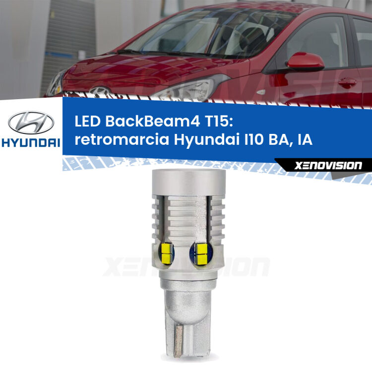 <strong>Retromarcia LED per Hyundai I10</strong> BA, IA 2013 - 2016. Lampada <strong>T15</strong> canbus modello BackBeam4.