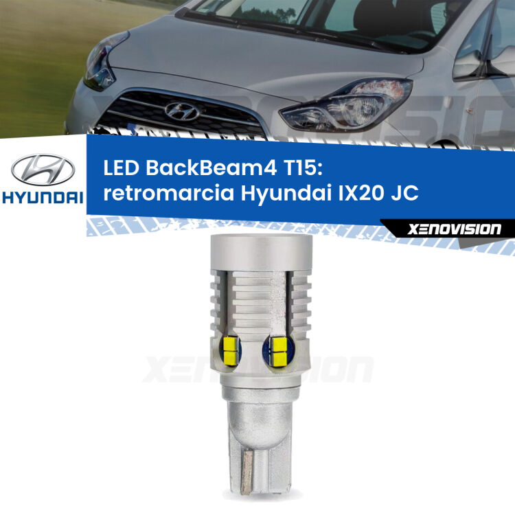 <strong>Retromarcia LED per Hyundai IX20</strong> JC 2010 in poi. Lampada <strong>T15</strong> canbus modello BackBeam4.