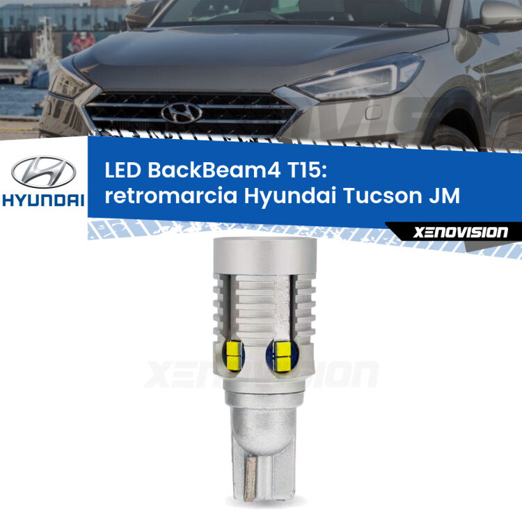 <strong>Retromarcia LED per Hyundai Tucson</strong> JM 2004 - 2015. Lampada <strong>T15</strong> canbus modello BackBeam4.