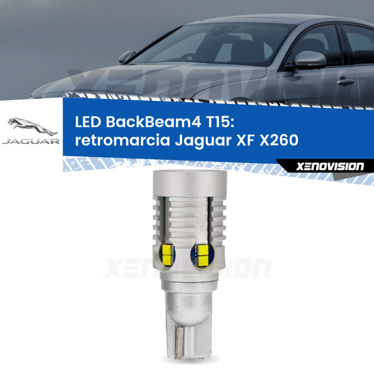 <strong>Retromarcia LED per Jaguar XF</strong> X260 2015 in poi. Lampada <strong>T15</strong> canbus modello BackBeam4.