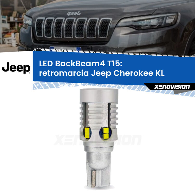 <strong>Retromarcia LED per Jeep Cherokee</strong> KL 2014 in poi. Lampada <strong>T15</strong> canbus modello BackBeam4.