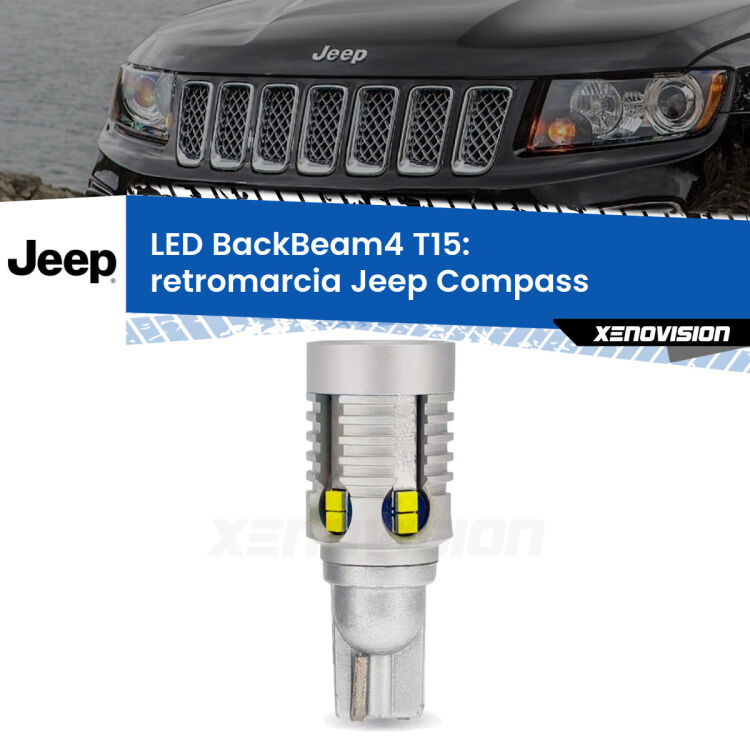 <strong>Retromarcia LED per Jeep Compass</strong>  2006 - 2010. Lampada <strong>T15</strong> canbus modello BackBeam4.