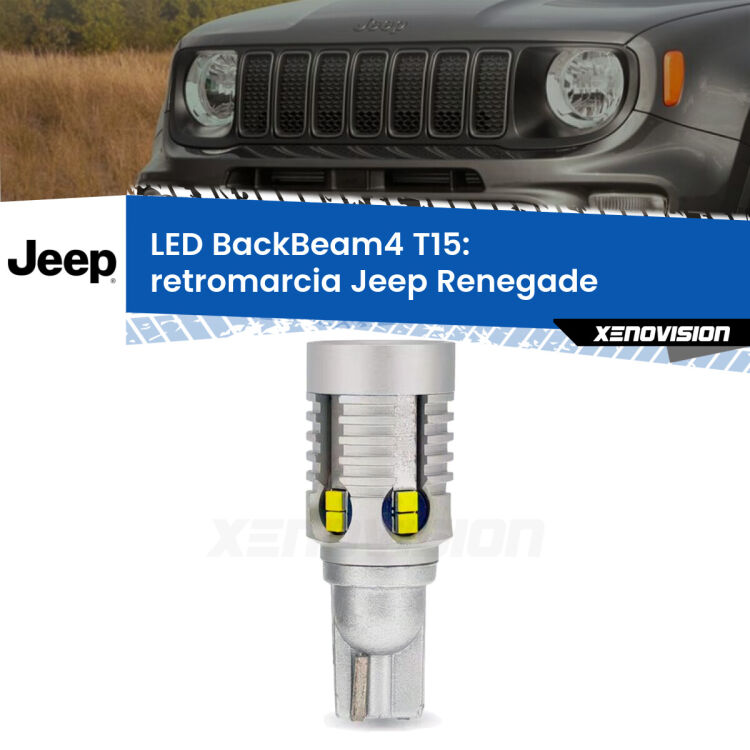 <strong>Retromarcia LED per Jeep Renegade</strong>  2014 in poi. Lampada <strong>T15</strong> canbus modello BackBeam4.