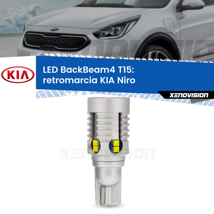 <strong>Retromarcia LED per KIA Niro</strong>  2016 in poi. Lampada <strong>T15</strong> canbus modello BackBeam4.