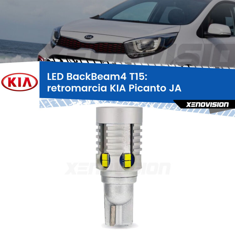 <strong>Retromarcia LED per KIA Picanto</strong> JA 2017 in poi. Lampada <strong>T15</strong> canbus modello BackBeam4.