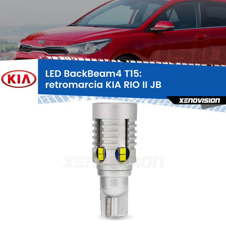 <strong>Retromarcia LED per KIA RIO II</strong> JB 2005 - 2010. Lampada <strong>T15</strong> canbus modello BackBeam4.