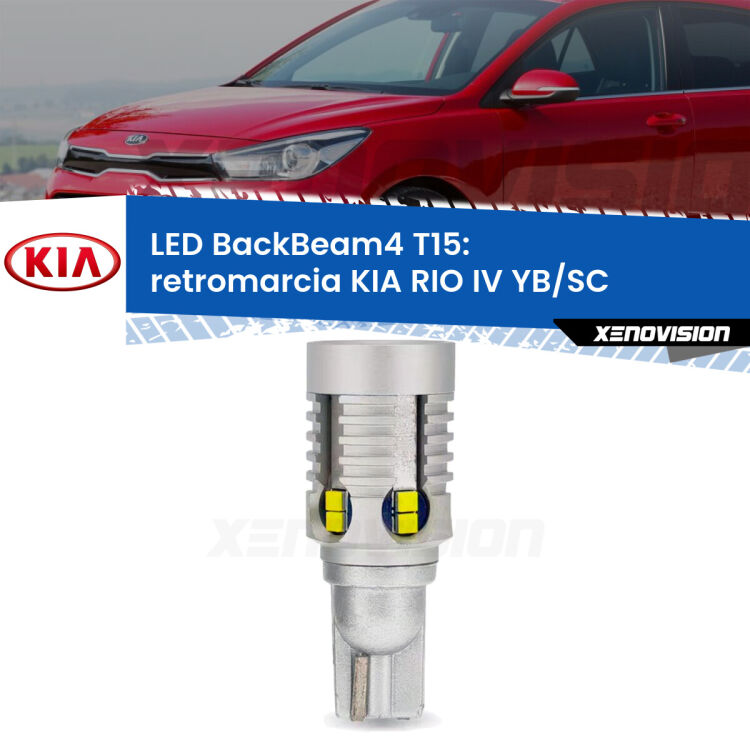 <strong>Retromarcia LED per KIA RIO IV</strong> YB/SC 2016 in poi. Lampada <strong>T15</strong> canbus modello BackBeam4.