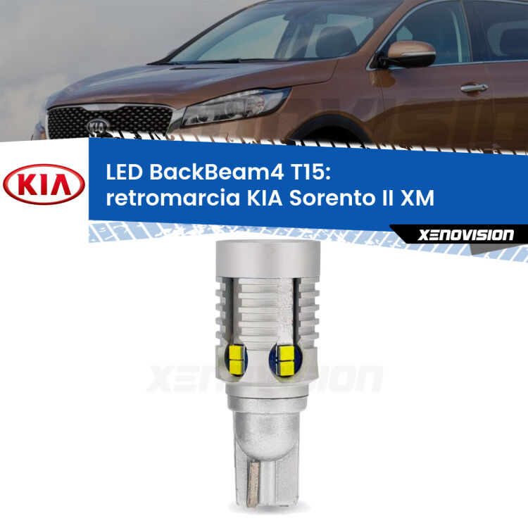 <strong>Retromarcia LED per KIA Sorento II</strong> XM 2009 - 2014. Lampada <strong>T15</strong> canbus modello BackBeam4.