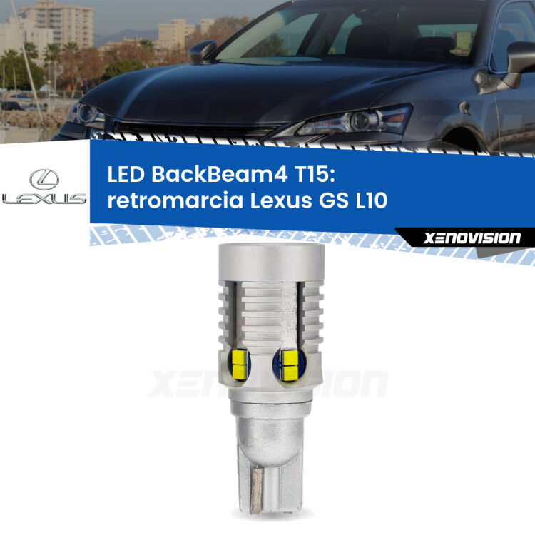 <strong>Retromarcia LED per Lexus GS</strong> L10 2011 in poi. Lampada <strong>T15</strong> canbus modello BackBeam4.