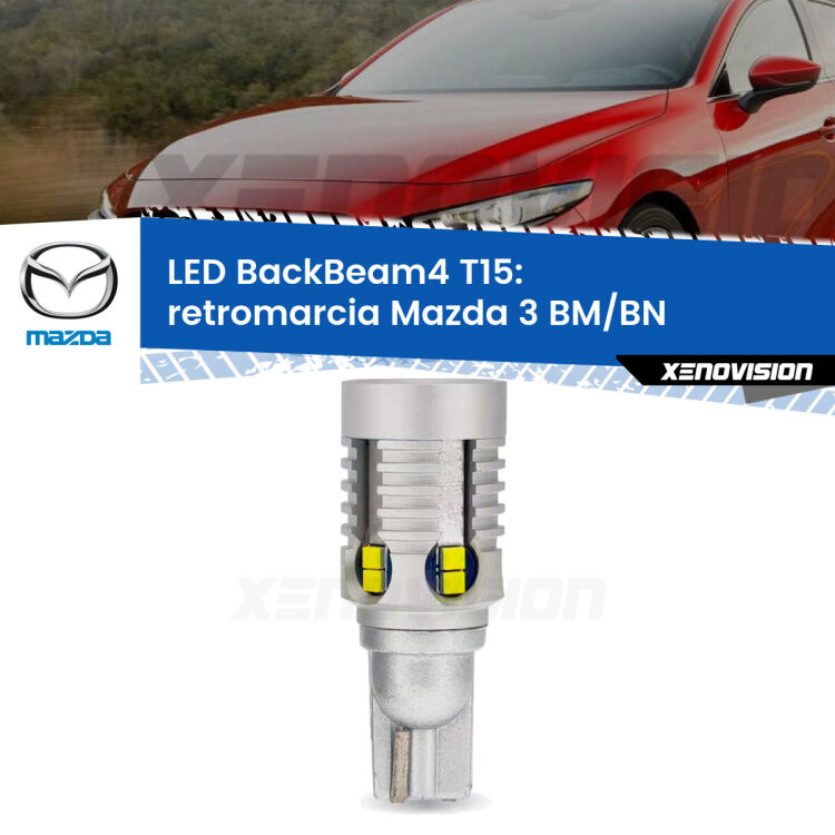 <strong>Retromarcia LED per Mazda 3</strong> BM/BN 2013 - 2018. Lampada <strong>T15</strong> canbus modello BackBeam4.