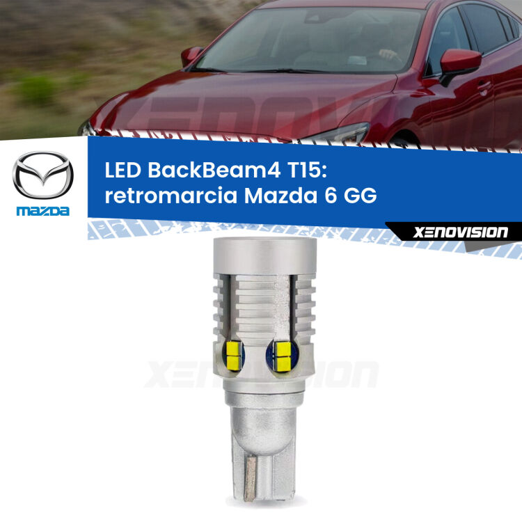 <strong>Retromarcia LED per Mazda 6</strong> GG 2002 - 2007. Lampada <strong>T15</strong> canbus modello BackBeam4.