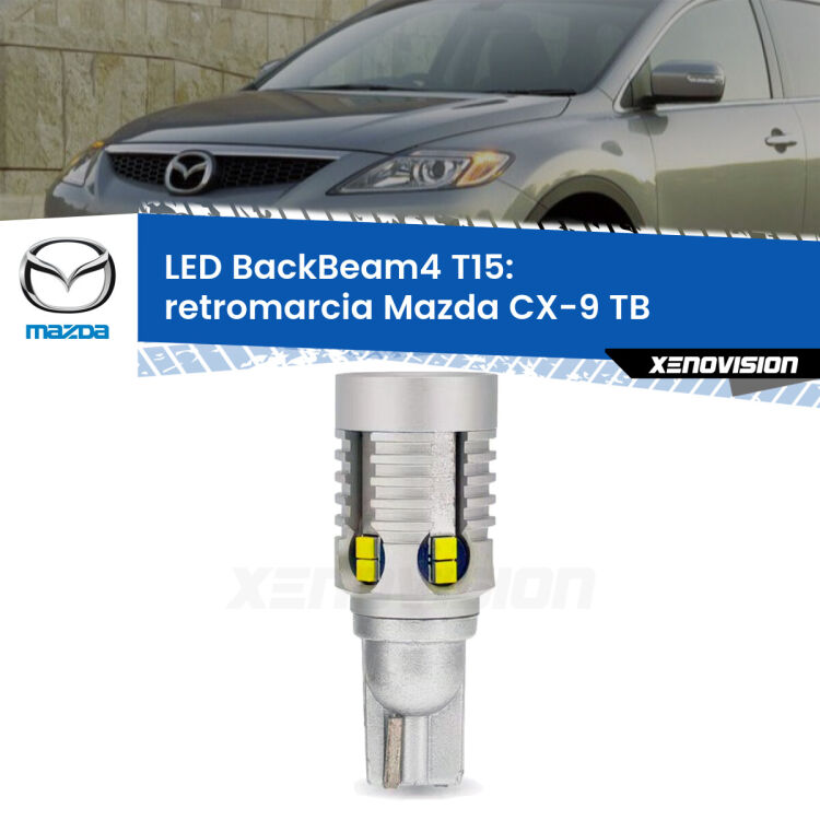 <strong>Retromarcia LED per Mazda CX-9</strong> TB 2012 - 2015. Lampada <strong>T15</strong> canbus modello BackBeam4.