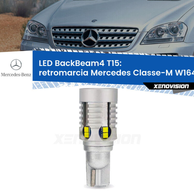 <strong>Retromarcia LED per Mercedes Classe-M</strong> W164 restyling. Lampada <strong>T15</strong> canbus modello BackBeam4.