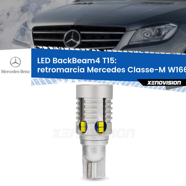 <strong>Retromarcia LED per Mercedes Classe-M</strong> W166 2011 - 2015. Lampada <strong>T15</strong> canbus modello BackBeam4.