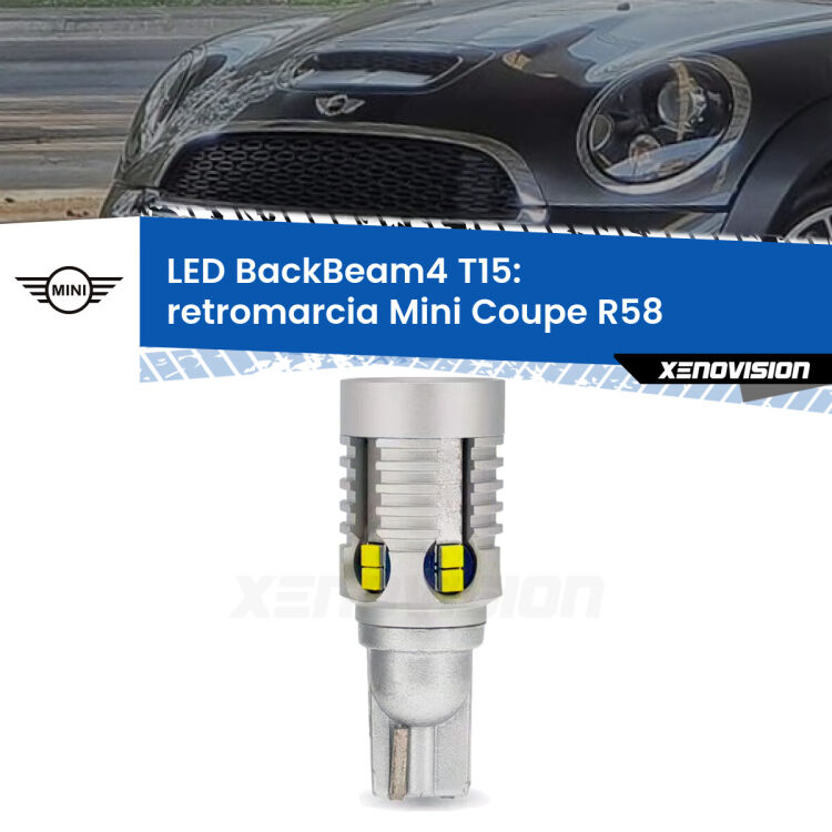 <strong>Retromarcia LED per Mini Coupe</strong> R58 2011 - 2015. Lampada <strong>T15</strong> canbus modello BackBeam4.