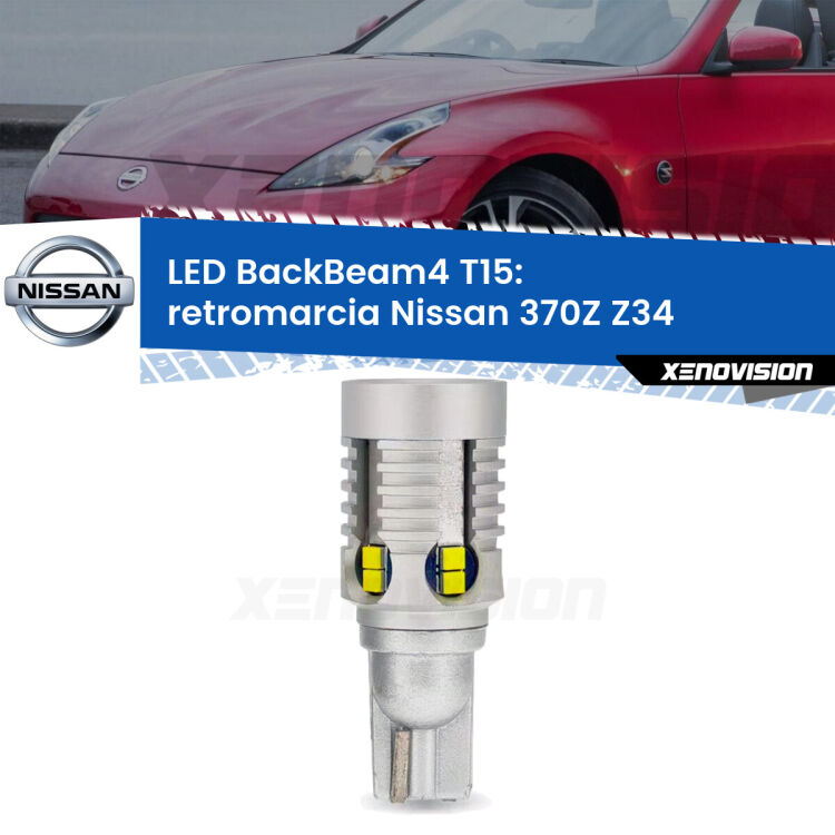 <strong>Retromarcia LED per Nissan 370Z</strong> Z34 2009 in poi. Lampada <strong>T15</strong> canbus modello BackBeam4.