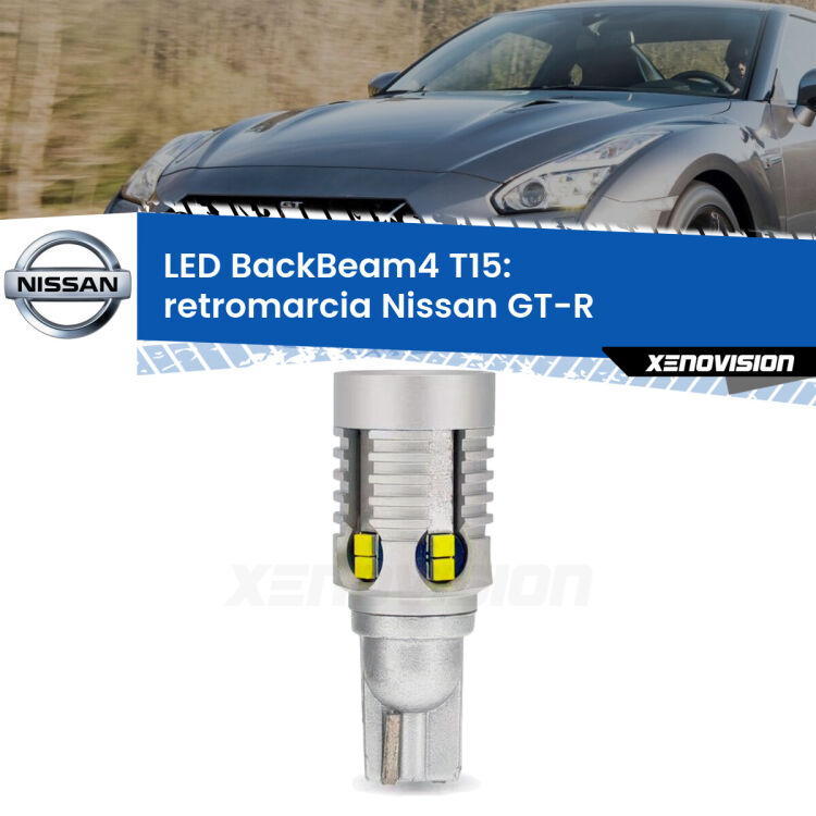 <strong>Retromarcia LED per Nissan GT-R</strong>  2007 in poi. Lampada <strong>T15</strong> canbus modello BackBeam4.