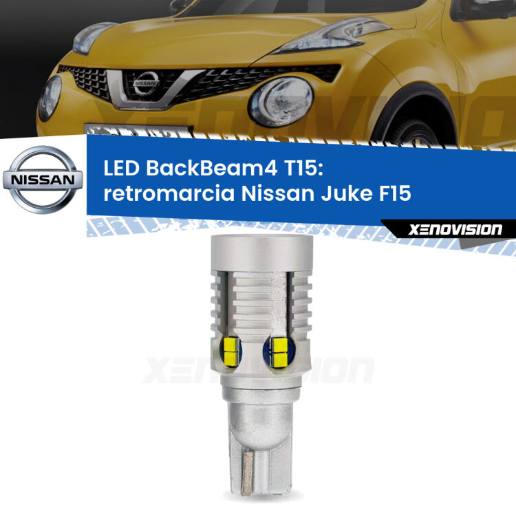 <strong>Retromarcia LED per Nissan Juke</strong> F15 2010 - 2018. Lampada <strong>T15</strong> canbus modello BackBeam4.