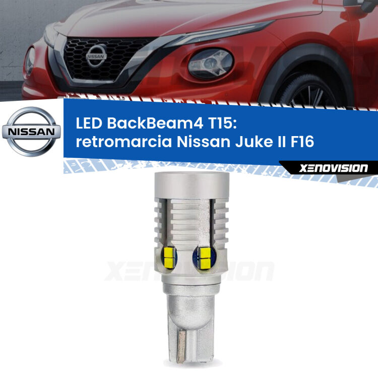 <strong>Retromarcia LED per Nissan Juke II</strong> F16 2019 in poi. Lampada <strong>T15</strong> canbus modello BackBeam4.