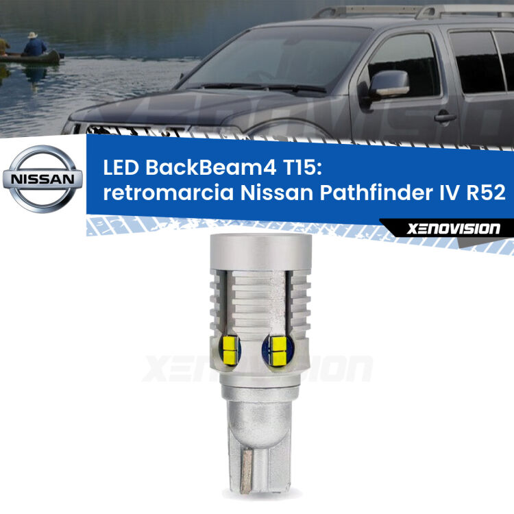 <strong>Retromarcia LED per Nissan Pathfinder IV</strong> R52 2012 in poi. Lampada <strong>T15</strong> canbus modello BackBeam4.