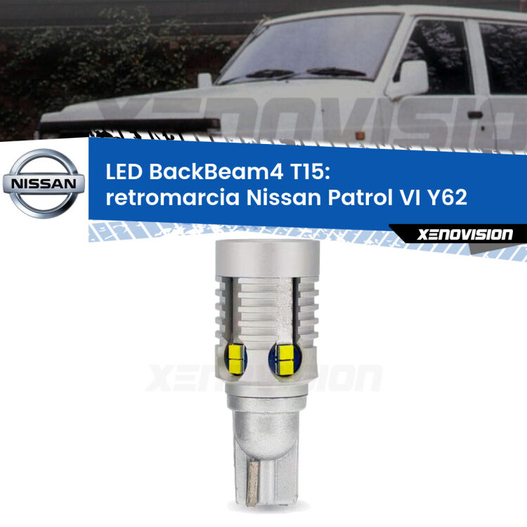 <strong>Retromarcia LED per Nissan Patrol VI</strong> Y62 2010 in poi. Lampada <strong>T15</strong> canbus modello BackBeam4.